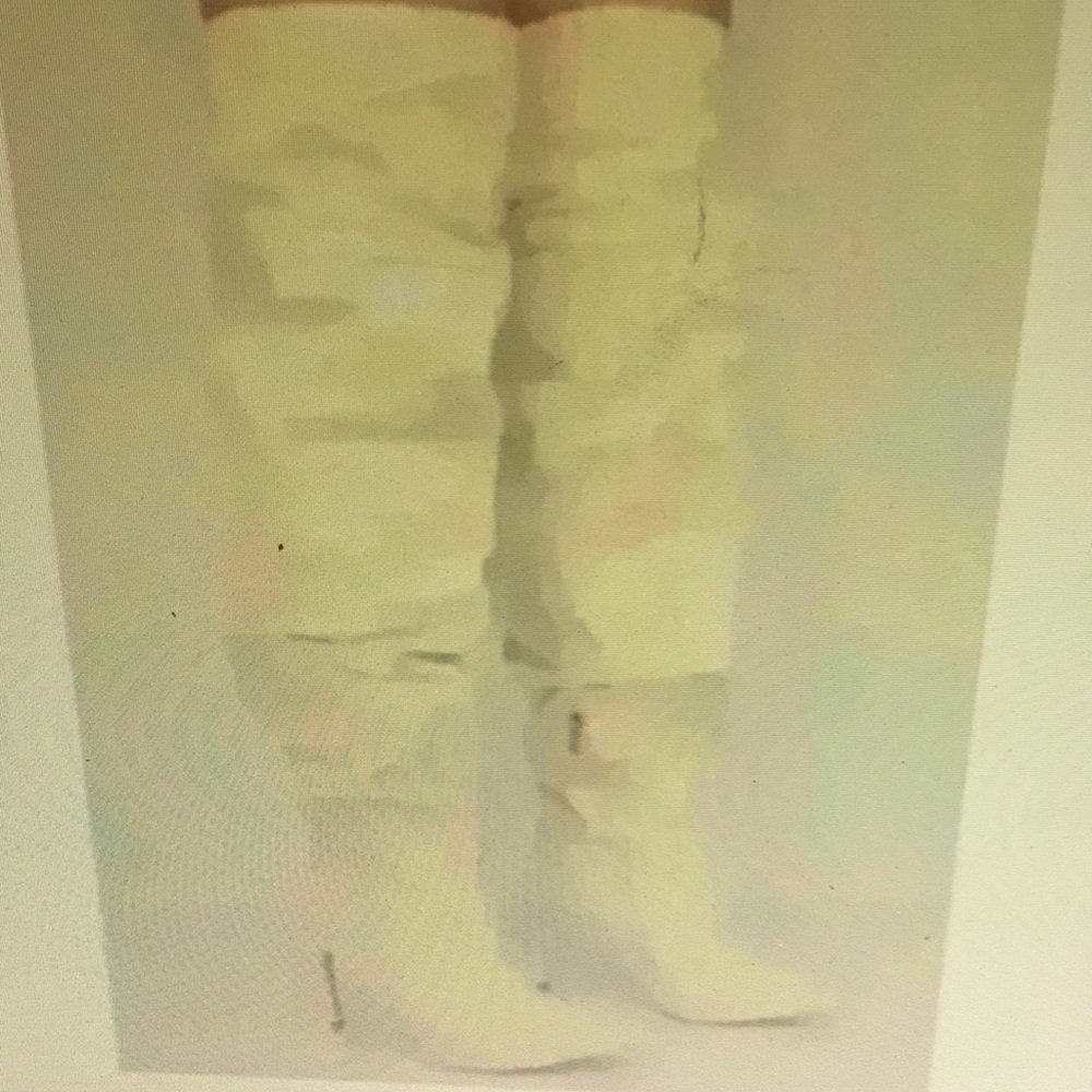 Women's Cream Knee-High Boots
